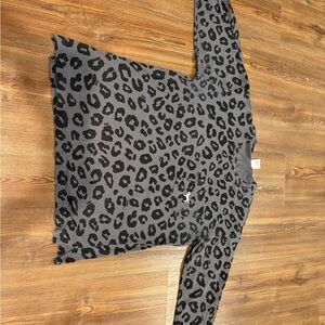 Victoria's Secret Black Leopard Print Long Sleeve Top